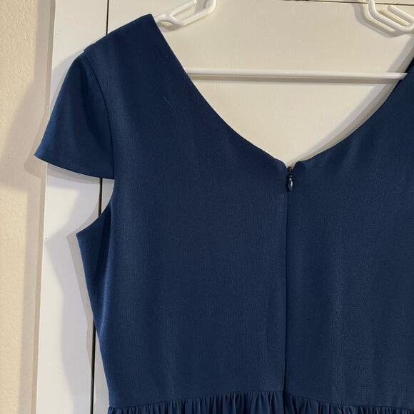 Dress the Population Corey V-Neck Cap Sleeve Lace Hem Dress Blue Size Large - Picture 9 of 11